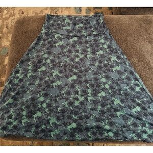 LuLaRoe A-Line Skirt with Blue and Green Floral Design